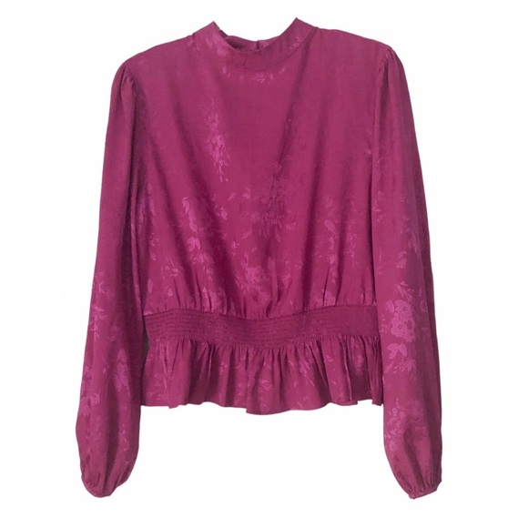 Forever21 + pink satin floral print blouse - Picture 3 of 8